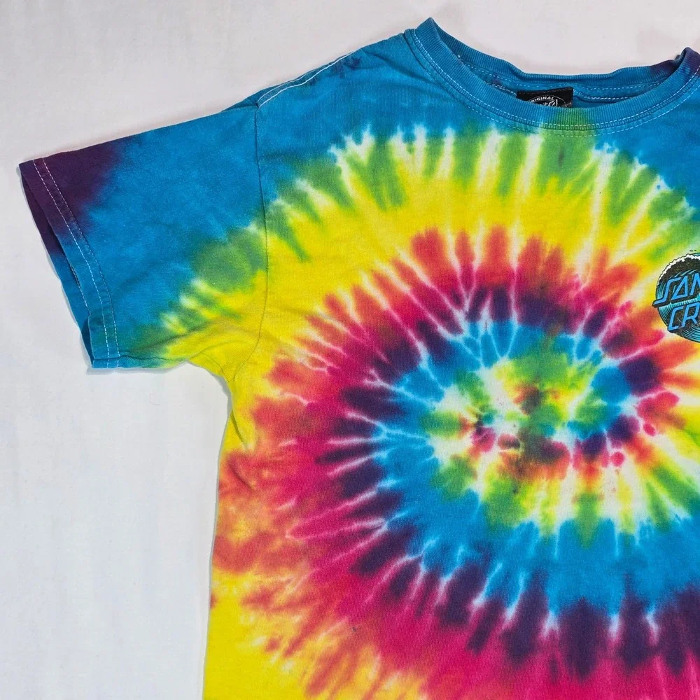 Santa Cruz Skateboards Tie Dye T-Shirt Kids Medium 10/12 Vintage Y2K Skater Logo